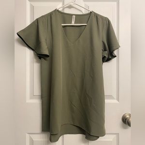 Green V-Neck Blouse